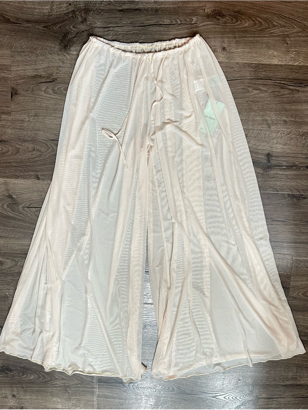 Cream Flowy Sheer Palazzo Pants Beach Small Medium